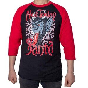 Krampus "Not Today Santa" Men's Black Red Raglan Shirt S-M-L-XL-2XL NWT